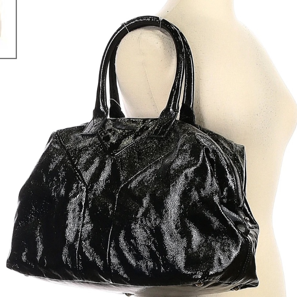 YSL Yves Saint Laurent Easy Black Patent Bowler Bag
